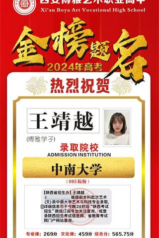 博雅学子王靖越录取到中南大学