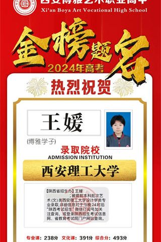 博雅学子王媛录取到西安理工大学