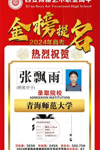 博雅学子张飘雨录取到青海师范大学