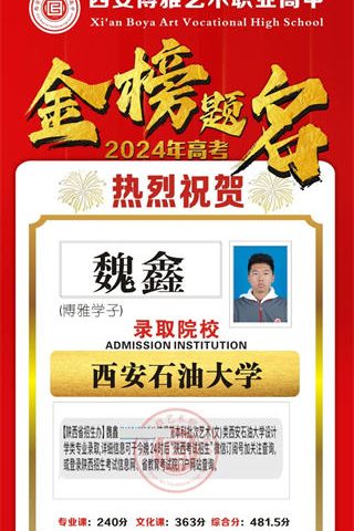 博雅学子魏鑫录取到西安石油大学