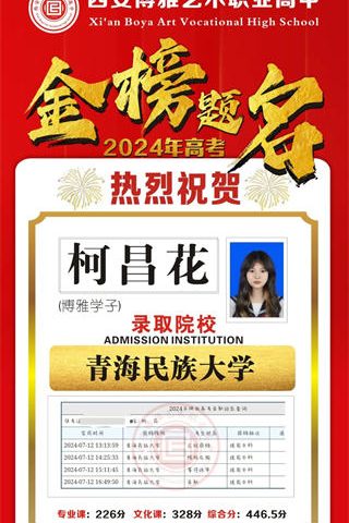 博雅学子柯昌花录取到青海民族大学
