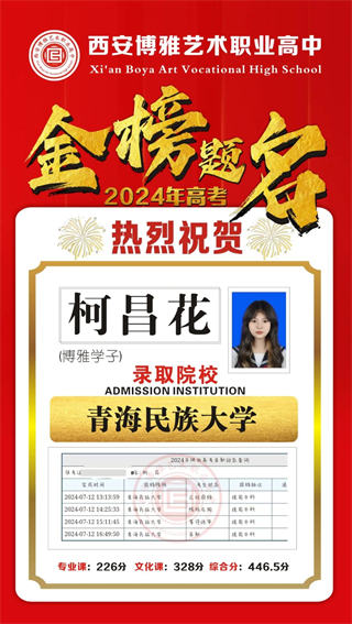 博雅学子柯昌花录取到青海民族大学