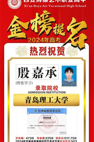 博雅学子殷嘉承录取到青岛理工大学