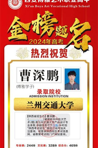博雅学子曹深鹏录取到兰州交通大学