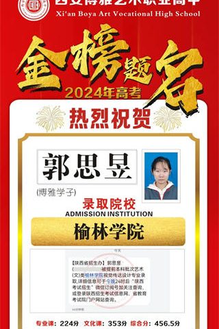 博雅学子郭思昱录取到榆林学院