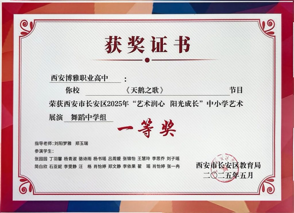 喜报+N！！ 西安博雅艺术职业高中师生在各类比赛中斩获多项荣誉，彰显艺体人才培养实力