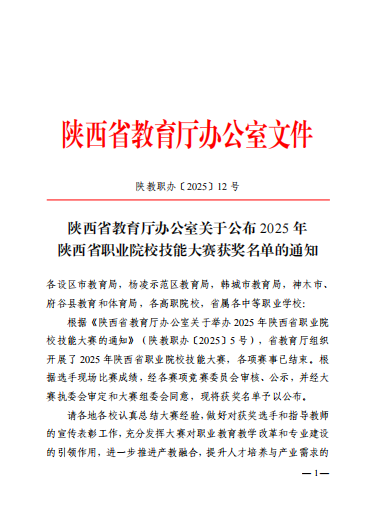 喜讯！我校在2025年陕西省职业院校技能大赛中再获佳绩！
